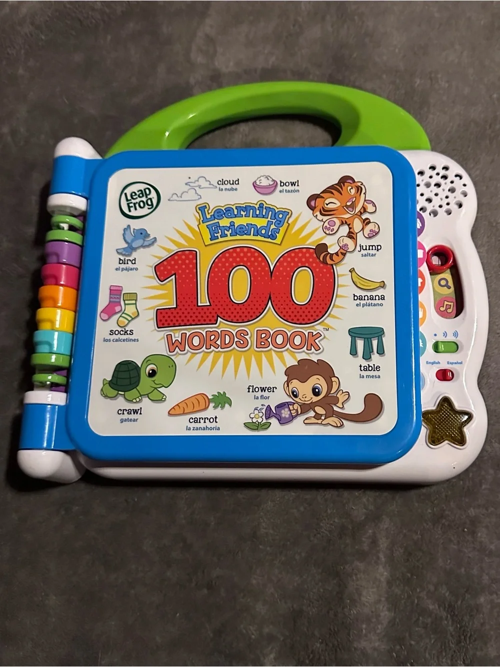 LeapFrog Learning Friends 100 Words Book Bilingual English Spanish Tested